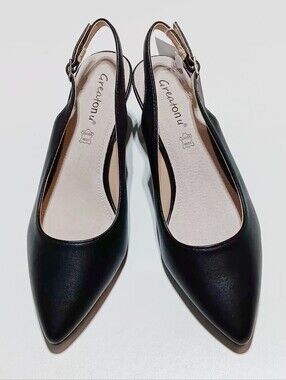GREATONU Women's Black Pointed Toe Slingback Pumps Size 8.5
